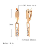 14K Rolled Gold  Flawless Smooth Hollow AAA White Zircon Diamonds  Long Drop Earrings