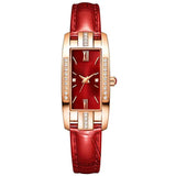 New Arrival Luxury Rectangular Compact Dial with CZ Diamonds - High Quality Thin Belt Quartz Ladies Watches - The Jewellery Supermarket