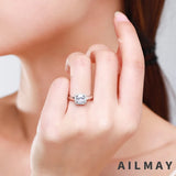 Brilliant Cushion-Cut AAAA Lab Created Diamond 925 Sterling Silver Charm Ring