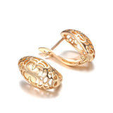 Excellent Glossy Retro Flower Ethnic Style Rolled 14K Rose Gold of Earrings - High Quality Daily Fine Jewellery