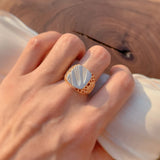 14 Karat Gold Filled Glossy Big Size Openwork Chevron Rings For Men Trendy Jewellery
