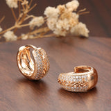 14K Filled Gold Gold Micro AAA Zircon Diamonds Middle Vintage Hoop Fashion Earrings