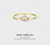 Delicate Small Crown Design With Rainbow Fire Color AAAA Simulated Diamonds Silver Ring - Fashion Jewellery - The Jewellery Supermarket