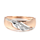 Latest Vintage 6mm Wide AAA Zircon Diamonds Leaf Rings for Women with 14K Filled Rose Gold in Silver Colour Jewellery
