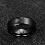 New Arrival Brushed Center Beveled Edge BlackTungsten Carbide Comfort Fit Wedding Engagement Rings - The Jewellery Supermarket