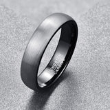 New Brushed Finish Wedding Band Comfort Fit Dome Matte Inner Rings - Black Tungsten Carbide Ring - The Jewellery Supermarket