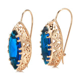 14K Gold Filled Vintage Rhombus Cut Red Blue Green AAA Zircon Crystal Hollow Drop Earrings