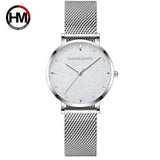 Elegant Flash Stars Design Ladies Watch, Stainless Steel Rose Gold Colour Mesh Casual Quartz Waterproof Wristwatches