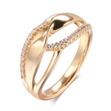 14K Rolled Gold Fashion Twist Double AAA Zircon Diamonds Trendy Rings Fine Jewellery