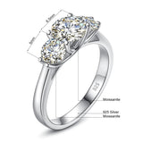 Remarkable 2ct 6.5mm Round Cut Moissanite Diamonds Engagement Wedding Rings, Sterling Silver Certified Jewellery
