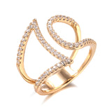 Sensational Fashion14K Filled Rose Gold Geometric Hollow Line AAA Zircon Diamonds Rings - Vintage Style Jewellery