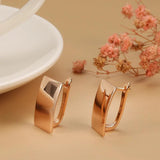 Hot Fashion Glossy Simple Square 14K Rolled Rose Gold Dangle Earrings - High Quality Daily Fine Jewellery