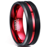 New Arrival Beveled Edge Blue Green Red Purple Tungsten Carbide Rings - Comfort Fit Men's Wedding Rings - The Jewellery Supermarket