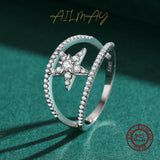 Five-Pointed Star Fashion Sparkling AAAA Lab Created Diamonds Silver Ring