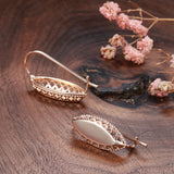 14K Gold Filled Vintage Glossy Hollow Carved Long Drop Unique Fashion Earrings