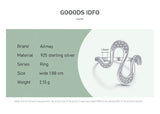 Open, Irregular Wave Design Dazzling AAAA Lab Created Diamonds Silver Ring