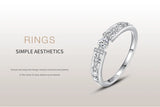 Sparkling Pave-Set 925 Silver Line AAAA Lab Created Diamond Geometric Rings