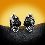 Black Hollow Pearl Fashion Enamel Handmade Epoxy Enamel 925 Silver Earrings