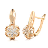 14K Rolled Gold New Circle Hollow Snowflake Inlay AAA Zircon Diamonds Hoop Earrings