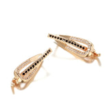14K Gold Filled Elegant Black White AAA Zircon Crystals Geometric Glossy Earrings