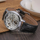 Famous Brand Transparent Luxury Gold Case Casual Design Brown Leather Strap Mechanical Skeleton Watches - The Jewellery Supermarket