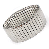 New Stainless Steel Fashion Jewellery Bangle Bracelets - Casual Women Silver Colour Wide Elastic Bracelets - The Jewellery Supermarket