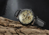 Famous Brand Transparent Luxury Gold Case Casual Design Brown Leather Strap Mechanical Skeleton Watches - The Jewellery Supermarket