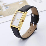 New Arrival New Luxury Brand Gold Dial Leather Strap Rectangle Quartz Business Watches - The Jewellery Supermarket