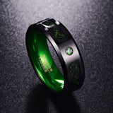 New 8mm Tungsten Celtic Dragons Red Green Blue Carbon Fiber Tungsten Ring - Comfort Fit Wedding Rings - The Jewellery Supermarket