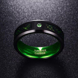 New 8mm Tungsten Celtic Dragons Red Green Blue Carbon Fiber Tungsten Ring - Comfort Fit Wedding Rings - The Jewellery Supermarket