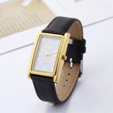 New Arrival New Luxury Brand Gold Dial Leather Strap Rectangle Quartz Business Watches - The Jewellery Supermarket