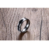 New Arrival Thin Black Line 6MM Wide Men's Tungsten Wedding Ring - Popular Choice