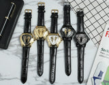 New Top Brand Classic Golden Tone and Black Fashion Creative Triangle Surface Three-Pointer Wristwatches for Men