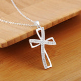 Silver Colour Christian Necklace - Fashion Cross AAA CZ crystals Religious Christmas gift Pendant Necklace - The Jewellery Supermarket