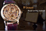 Famous Brand Transparent Luxury Gold Case Casual Design Brown Leather Strap Mechanical Skeleton Watches - The Jewellery Supermarket