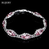 Luxury Crystal Silver Plated Rhinestone Charm Bracelets & Bangles For Women Fashion Jewellery Gifts