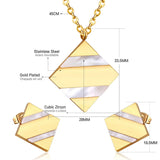 New Gold Colour Stainless Steel Geometry Shell Pendant Necklace Earrings Jewellery Sets - Ideal for Special Occasions - The Jewellery Supermarket