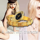 New Arrival Unique Fashion Snake Shaped Silver Gold Bracelet Crystal Luxury  Ladies Luxury Wristwatches, Ideal Gifts