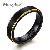 New Fashion Cool 5MM Black and Gold-Color Tungsten Wedding Rings for Men and Women - Popular Jewellery