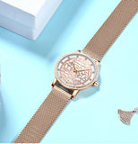 Top Luxury Brand Elegant White Flower 3D Engraving Dial Face Rhinestones Fashion Waterproof Ladies Watches