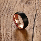 New Black Men's Tungsten Ring 8MM Inner Rose Gold-Colour Rings - Men Tungsten Jewellery - The Jewellery Supermarket