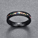 New Arrival 4MM Wide Inlaid Opal Black Tungsten Carbide Men's Women's Wedding Rings. Popular Choice - The Jewellery Supermarket