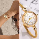 New Simple Gold Bangle Bracelet Luxury Fashion Brand Retro Ladies Wristwatches