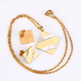 New Gold Colour Stainless Steel Geometry Shell Pendant Necklace Earrings Jewellery Sets - Ideal for Special Occasions - The Jewellery Supermarket