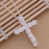 Silver Colour Christian Necklace - Fashion Cross AAA CZ crystals Religious Christmas gift Pendant Necklace - The Jewellery Supermarket