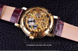 Famous Brand Transparent Luxury Gold Case Casual Design Brown Leather Strap Mechanical Skeleton Watches - The Jewellery Supermarket