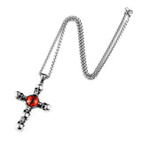 New Stainless Steel Christian Pendant Necklace Retro Red Devil Eye Pendant - Punk Style Cross Skull Pendants 