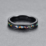 New Arrival 4MM Wide Inlaid Opal Black Tungsten Carbide Men's Women's Wedding Rings. Popular Choice - The Jewellery Supermarket