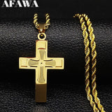 Fashion Big Long Cross Jesus Stainless Steel Christian Necklace - Gold Colour Chain Necklace Jewellery - The Jewellery Supermarket