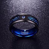 New 8mm Tungsten Celtic Dragons Red Green Blue Carbon Fiber Tungsten Ring - Comfort Fit Wedding Rings - The Jewellery Supermarket